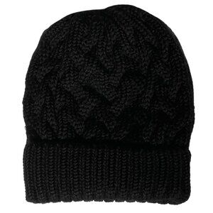 Adrienne Landau Cable Knit Beanie Hat Black Kids Unisex NWT